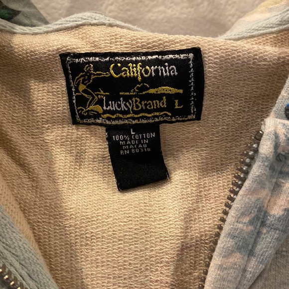 Tropical leaf Lucky Brand Hoodie size large - Picture 2 of 6